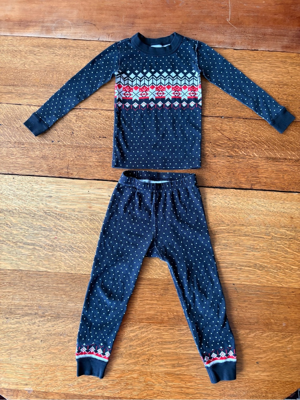 Hanna Andersson Navy Fair Isle Long Sleeve Pajama Set
